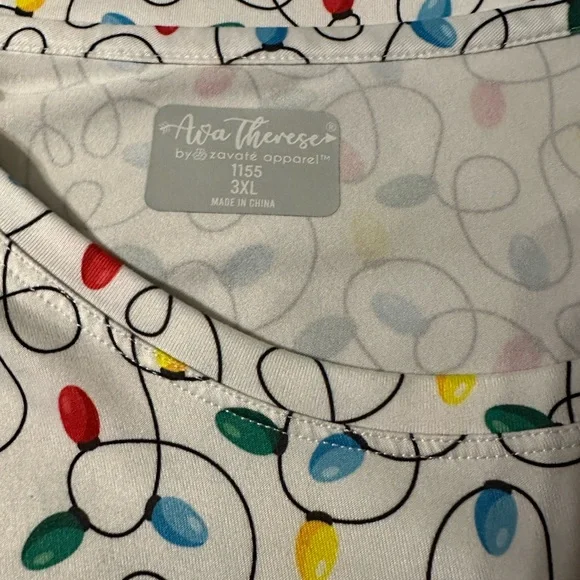 Christmas lights Scrub Long Sleeve Top - Picture 2 of 3